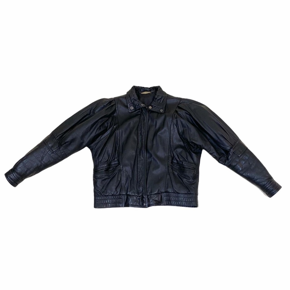 Vtg Puffed Sleeve Leather Jacket